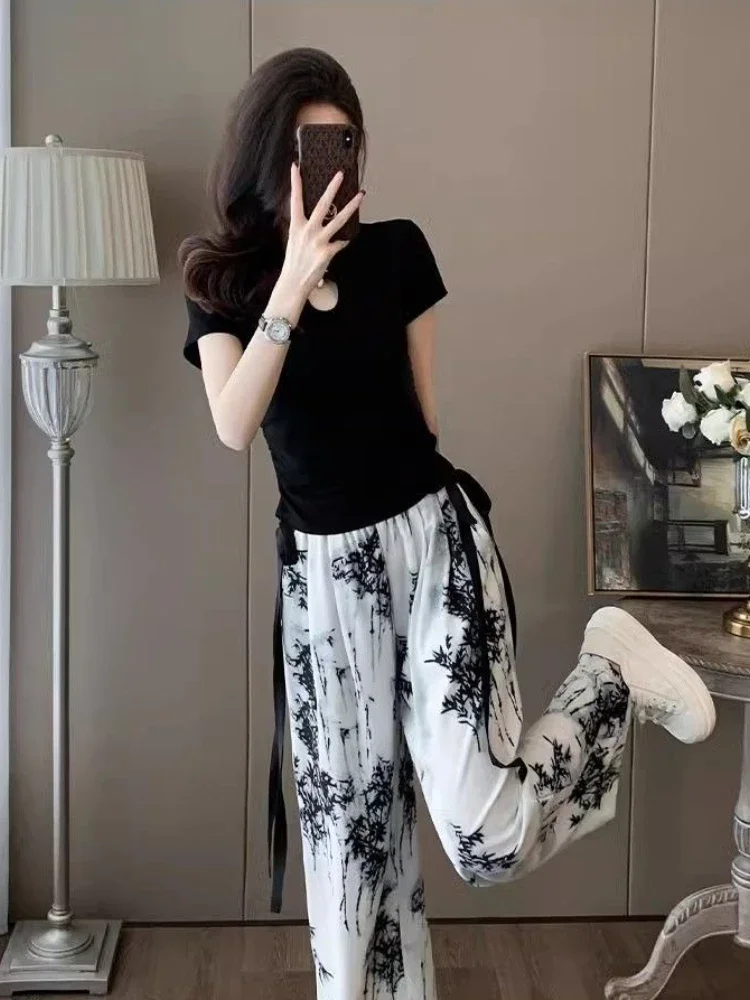 

Top and Ladies Trouser Promotion Clothes Casual Elegant Outfit Y2k Streetwear Wholesale Bulk Cheap Women's Pants Two Piece Set