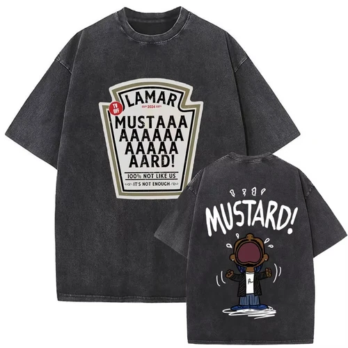 Imagen 2 del producto Camiseta retro lavada para hombre del rapero Kendrick Lamar Camiseta 100% algodón con estampado de doble cara Camiseta estilo hip-hop urbano