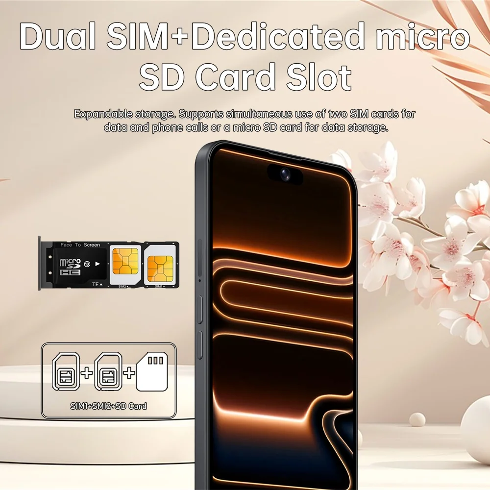 K-Touch Smartphone Android For M18 Pro Max 5G Cell Phone Mobile Phones 7.3 Inch Full Display 22GB RAM 2TB ROM 48MP Camera 7800mAh Battery Face ID 5G Dual SIM Unlocked GSM Android 15 Cell Phone with GPS WiFi
