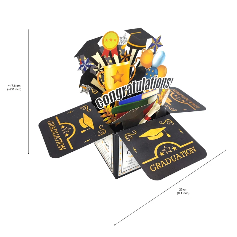 Papel 3d pop up cartão de formatura feito à mão desejando parabéns cartão de formatura único engraçado cartão de presente de formatura decoração de festa