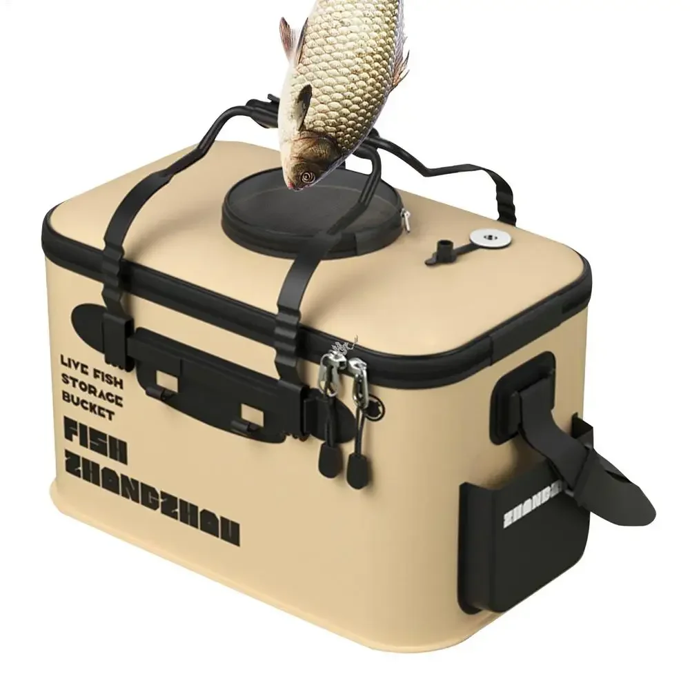 Faltbarer Eimer für lebende Fische, multifunktionale EVA-Angeltasche für den Außenbereich, lebender Fischköder-Eimer, wilder Angeleimer – Detail 4