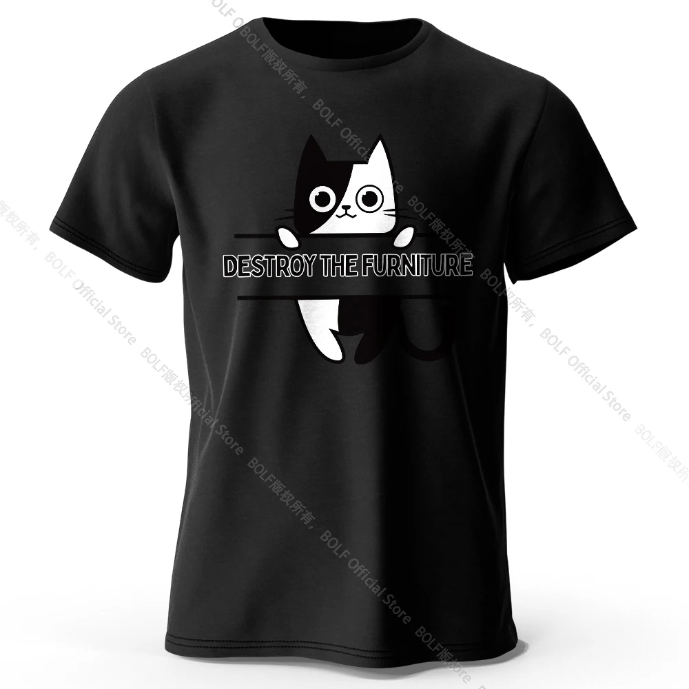 Destroyed Furniture Print T-Shirt Oversized Chaos Pattern T-Shirt Men's Summer Top Anarchy Streetwear