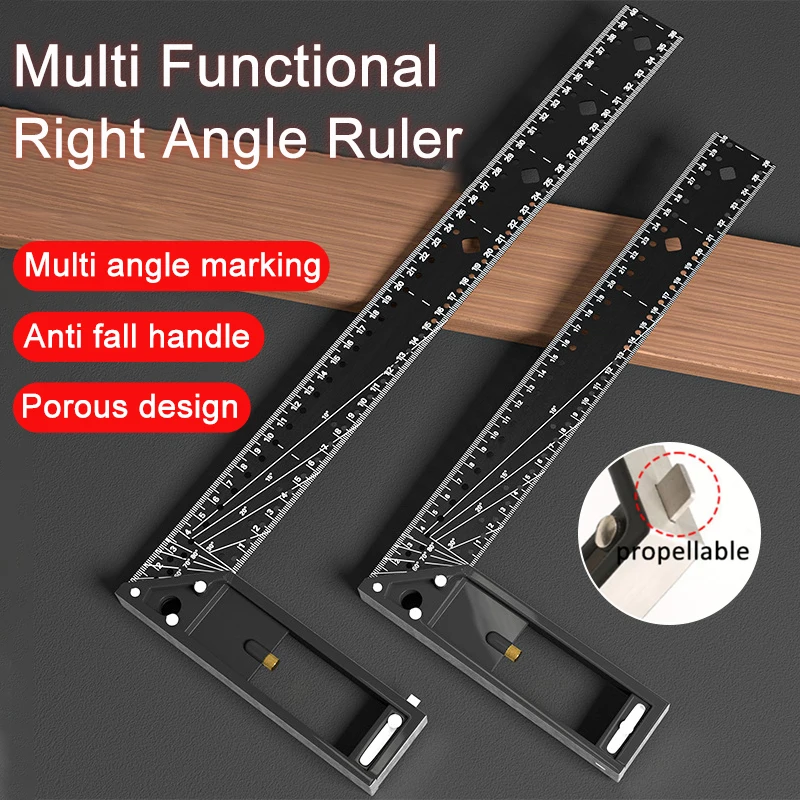 

30/40CM Right Angle Ruler High Precision Woodworking Drawing Ruler 45°/90° Hole Positioning Marking Tool Multi Functional Ruler