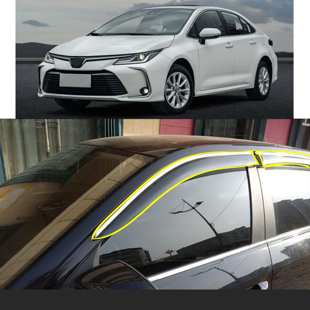 

Car Body Styling Sticker Plastic Window Glass Wind Visor Rain/Sun Guard Vent For TOYOTA COROLLA Altis 12th 2019 2020 2021 2022