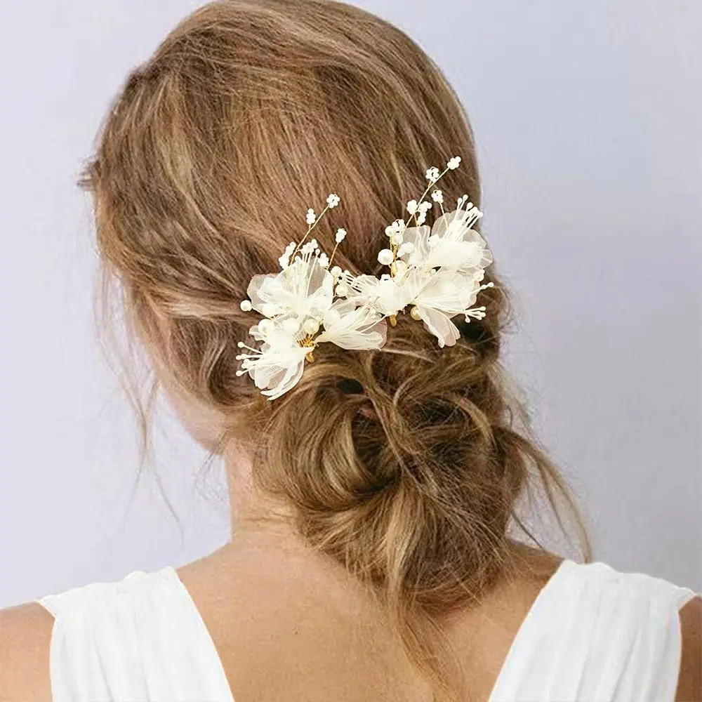 Pinzas para el cabello en forma de U Vintage, tocado Vintage de flores de malla, joyería para el cabello, regalo de boda nupcial