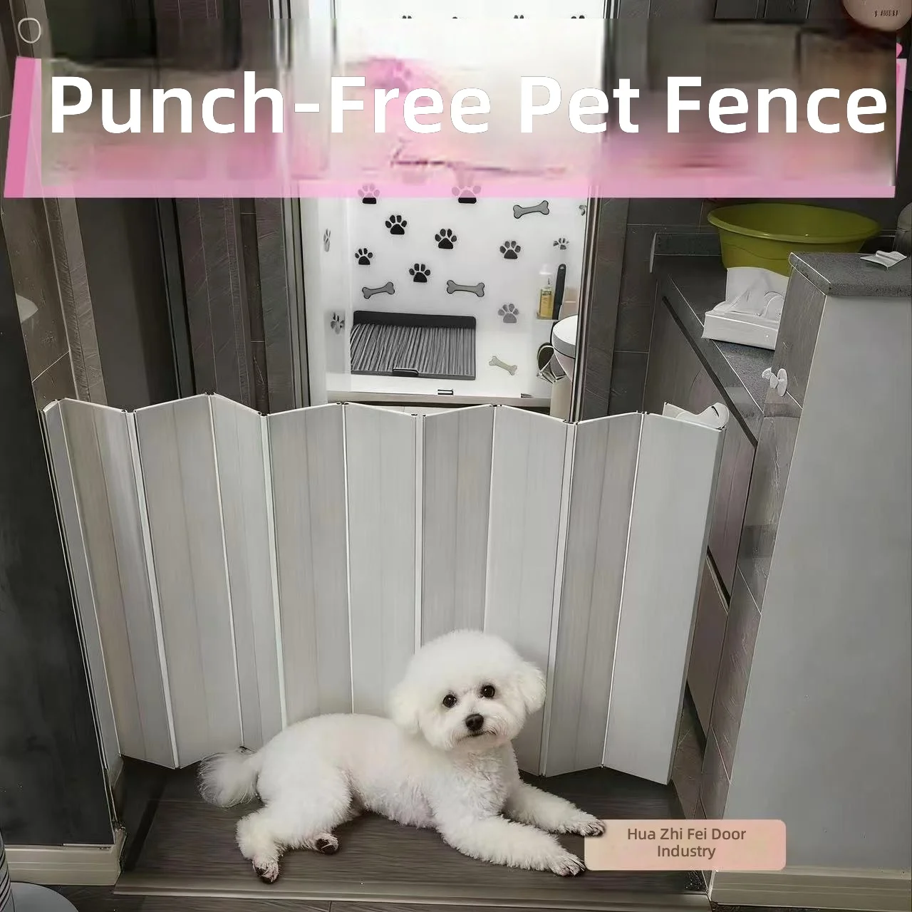 PVC Pet Gate, Adjustable No-Drill Dog Cat Rabbit Barrier, Stairway Blocker, Jump-Proof Fence, Extendable Door Guard