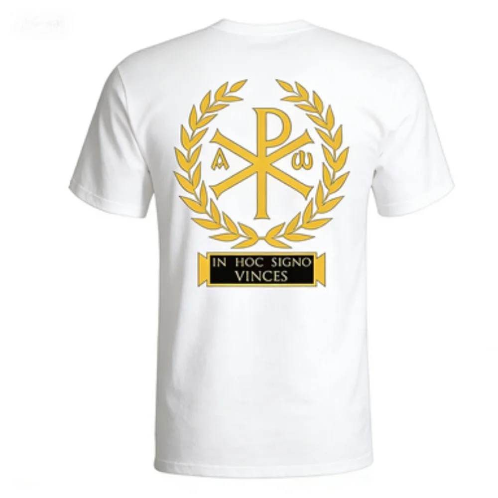 Summer Casual Men Byzantine Empire Heros Logo Constantinian Cross Pattern T-shirt Made of 100% Pure Cotton with Soft Fine Fabric