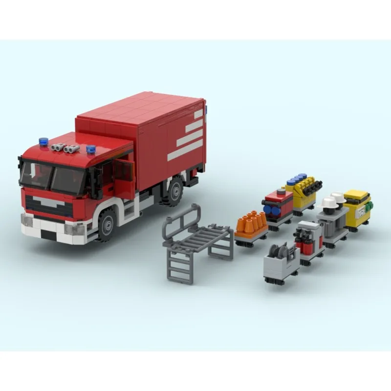 583PCS MOC Multifunctional City Fire Rescue Utility Truck With Tool Accessories Model Building Blocks DIY Assembly Gifts Adults