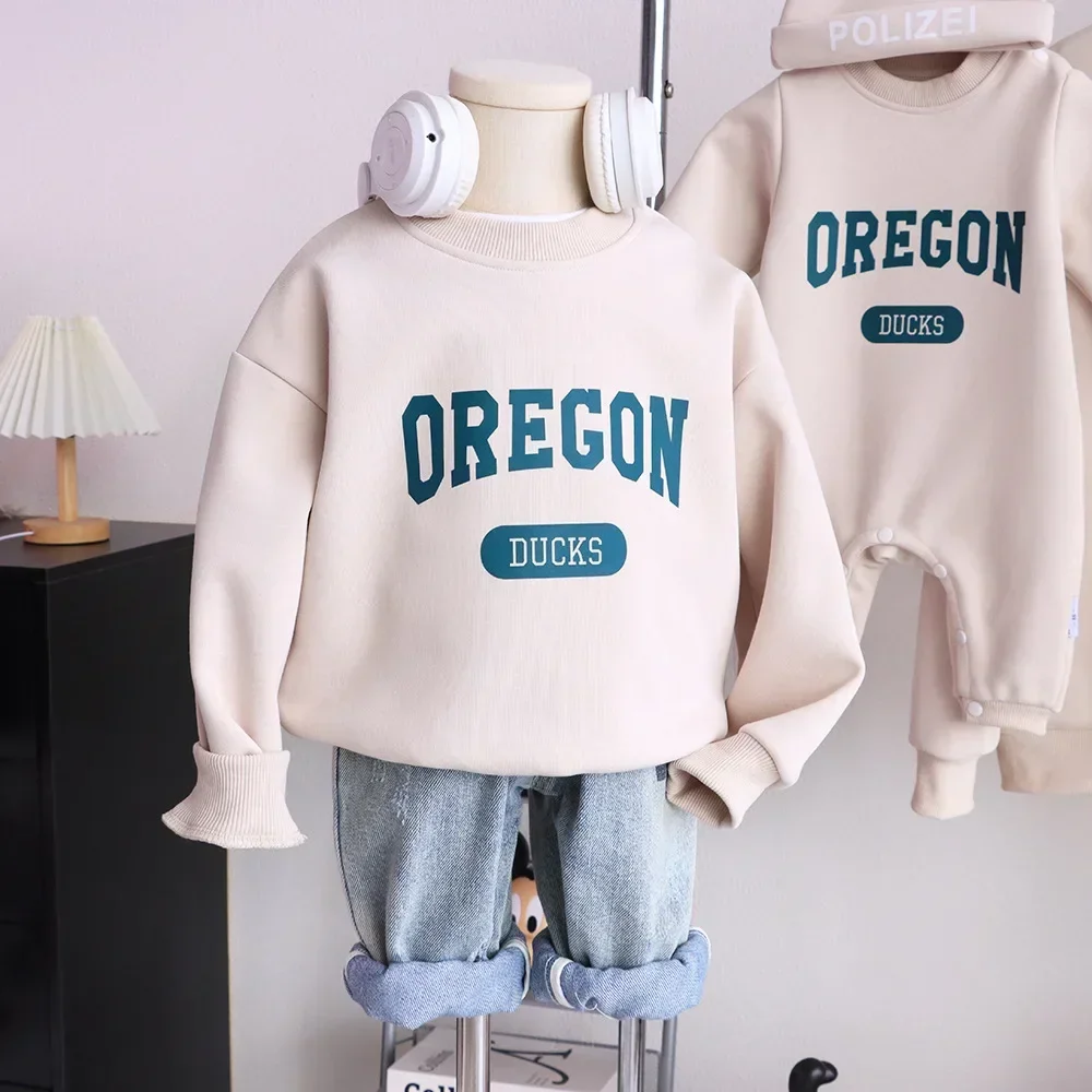 Autumn Winter Sweatshirts for The Whole Family Matching Clothes Dad Mom and Son Daughter Warm Long Sleeve Tops Newborn Bodysuit