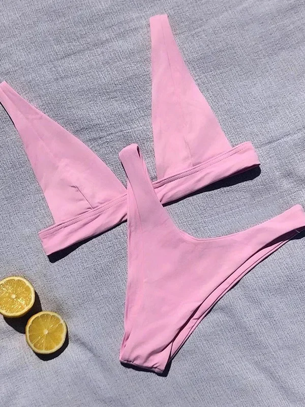 Conjunto de biquíni brasileiro para mulheres, maiô sexy, roupa de banho push up, biquíni praia verão, sólido, 2022