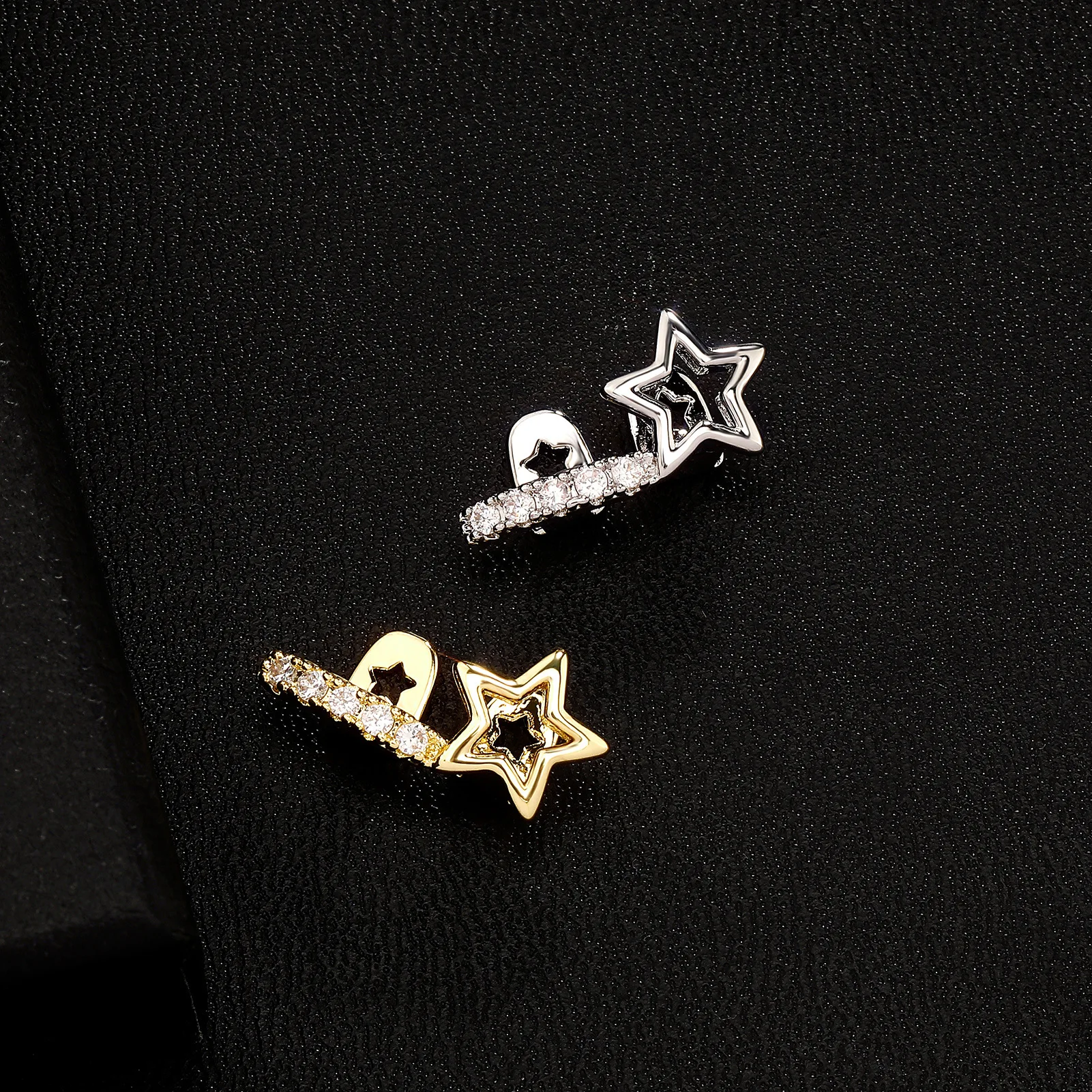 YOUNGX جديد صالح 2 قطعة/المجموعة مزدوجة الجوف ستار الأسنان قبعات للنساء الرجال Vintage الزركون الخماسي الأسنان الشوايات مجوهرات يمكن ارتداؤها يوميا