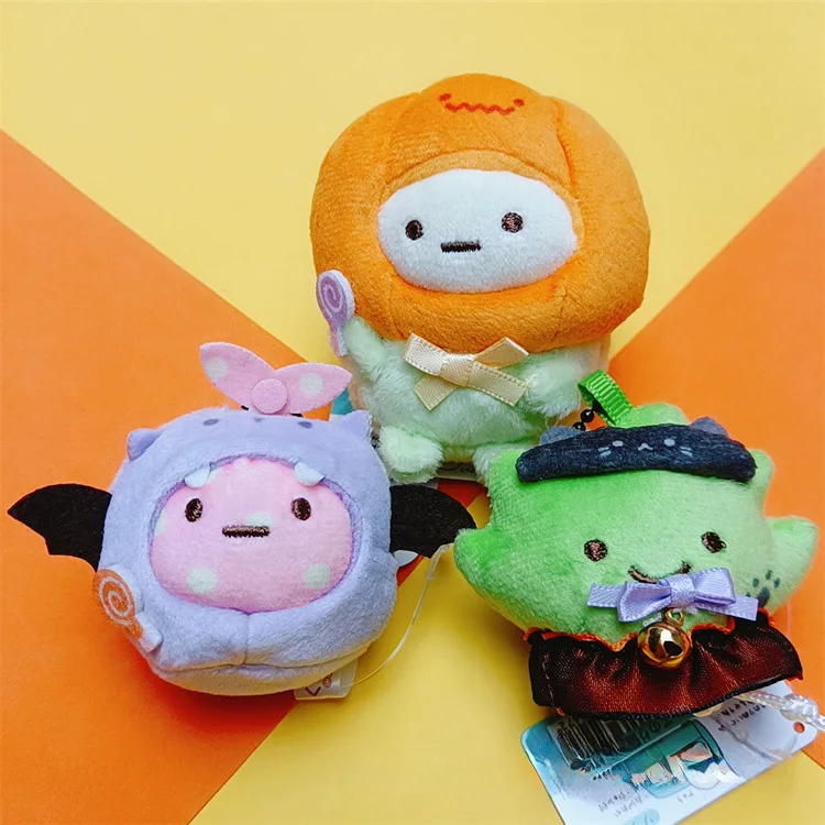 Kawaii Mini Corner Creatures Halloween Turn Into Pumpkin Ghost Shrimp Stuffed Plush Toy Pendant Keychain Gift