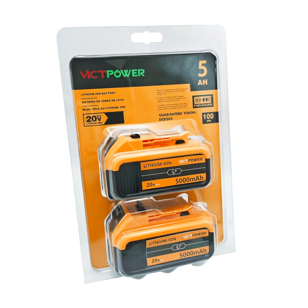 

Victpower 2pcs 18650 20V 5Ah 12C high magnification Lithium-ion Batteries for Dewat Manufacturer direct sales