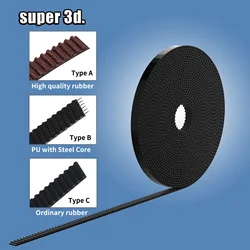 GT2-6mm เปิดเข็มขัดกว้าง6มม.10มม.GT2เข็มขัด PU เหล็ก Core เข็มขัด2GT ยางซิงโครนัสเข็มขัดฝุ่นต่ำ3D ชิ้นส่วนเครื่องพิมพ์