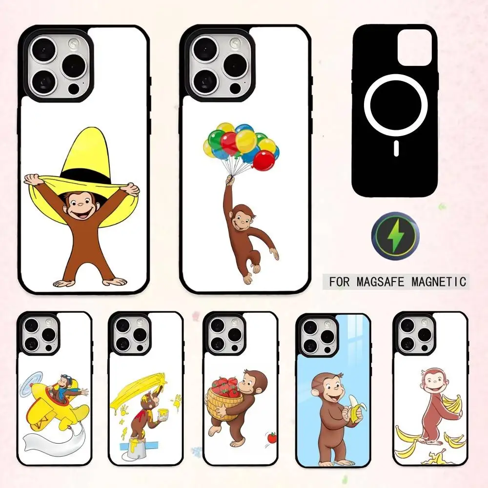 

Curious George M-Monkey Phone Case For iPhone17,16,15,14,13,12,11 Plus,Pro Max Magnetic For Magsafe Wireless Charging