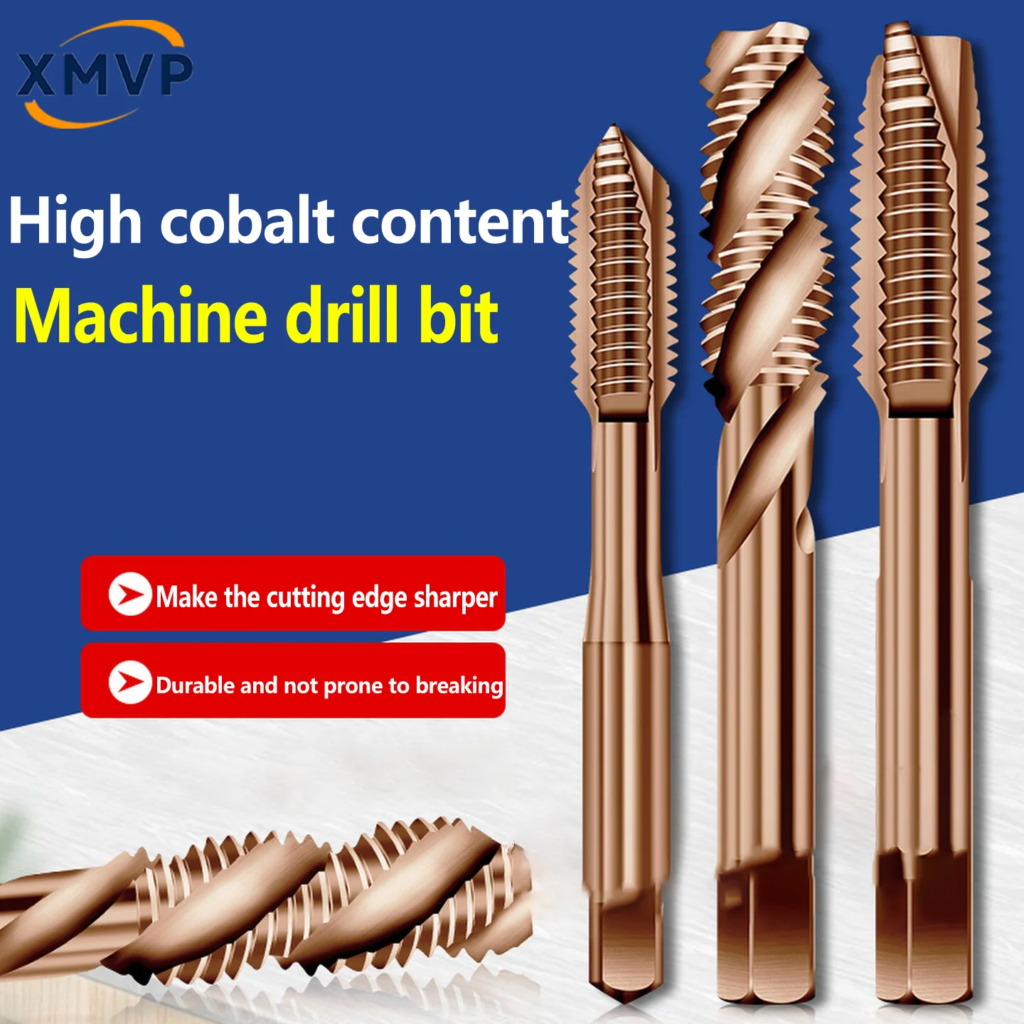 

Cobalt-coated machine drill bit with screw tip. Front end of the screw has helical thread. Straight slot stainless steel special
