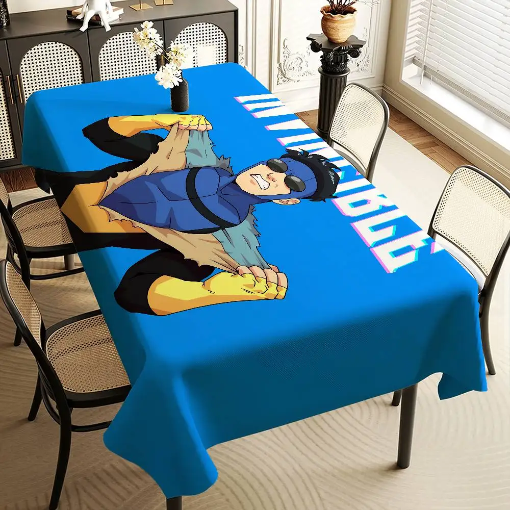 Popular Superhero I-Invincible Rectangle Tablecloth Table Decor Reusable Waterproof Kitchen Dining Table Cloth Party Decoration