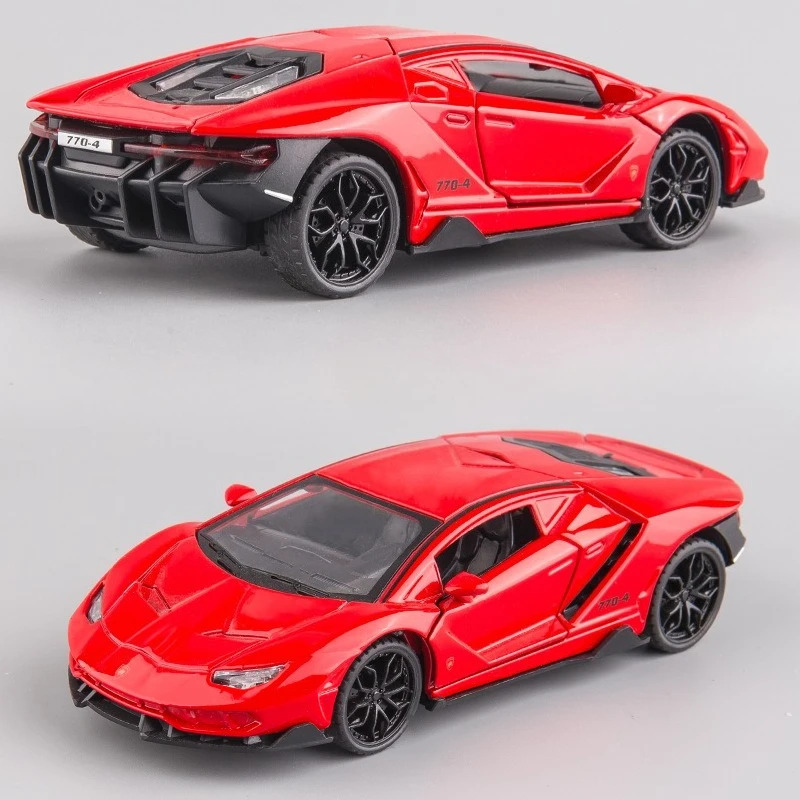 Simulación 1:32 Lambo LP770-4 modelo de coche de carreras con sonido y luz extraíble Metal vehículo de juguete para niños Coche en miniatura