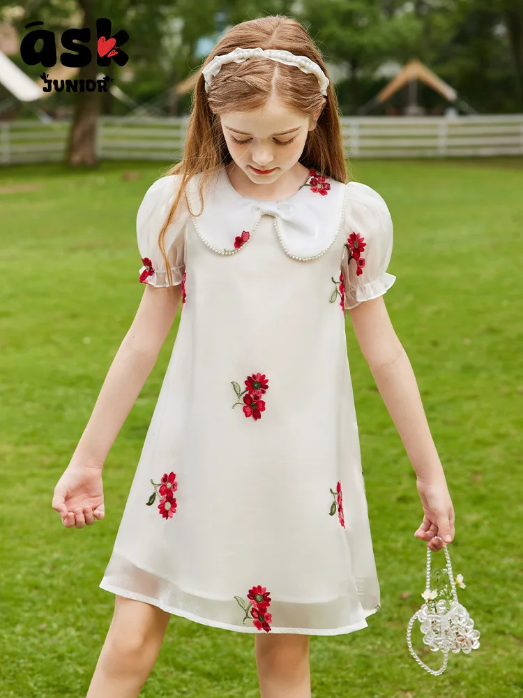 فستان Tween Girls Summer Sweet Princess Style رفيع بأكمام قصيرة #1
