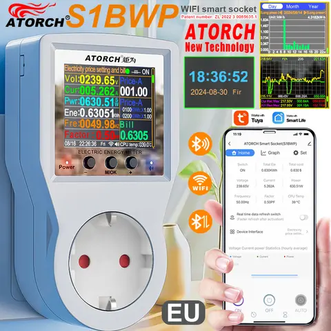 AC85-265V 16A Tuya WiFi Smart Socket Voltmeter Amperemeter Effektmätare Kurva Elräkning Energiförbrukningsanalysator Monitor 8 best sales voltmeter wifi - №2