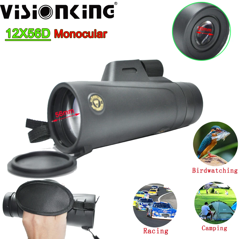 Visionking Professional 12X56 Monocular Portable FMC Bak4 Birdwatching Traveling Tourism HD Poof Telescope With Handhold Stand