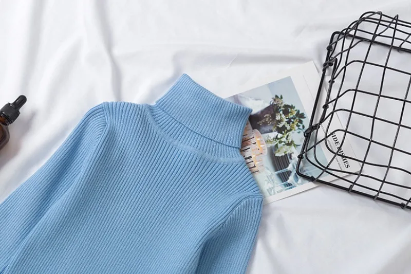 UNITIM Herbst Winter Kinder Mädchen Pullover Säugling Baby Mädchen Bonbonfarben Rollkragenpullover 1-6 Jahre Mädchen Einfache Lässige Strickwaren – Detail 22