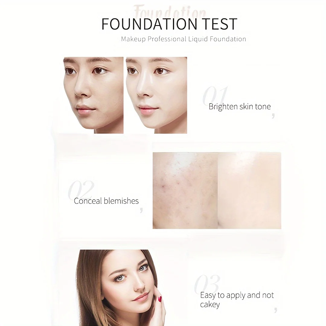 30ml Natural 3-Tone Moisturizing Concealer Full Coverage Pores Dark Circles Ivory Foundation with Easy-Use Pump Head Cosmetics view 4