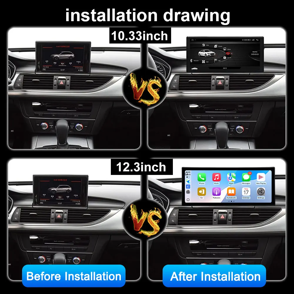 10,33 "/12,3" Android14 Carplay Für Audi A6 A6L A7 C7 2012-2018 Auto Multimedia-Player kopf Einheit GPS Navigation Rechtslenker