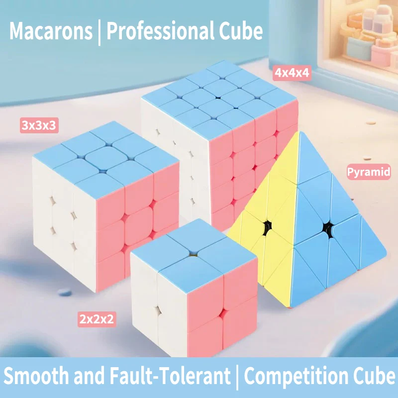 

Besteso Speed Cube Macaron 2x2 3x3 4x4 5x5 Пирамида Пазл без наклеек, вращающийся скорольно плавно для детей, день рождения и Рождество, дети