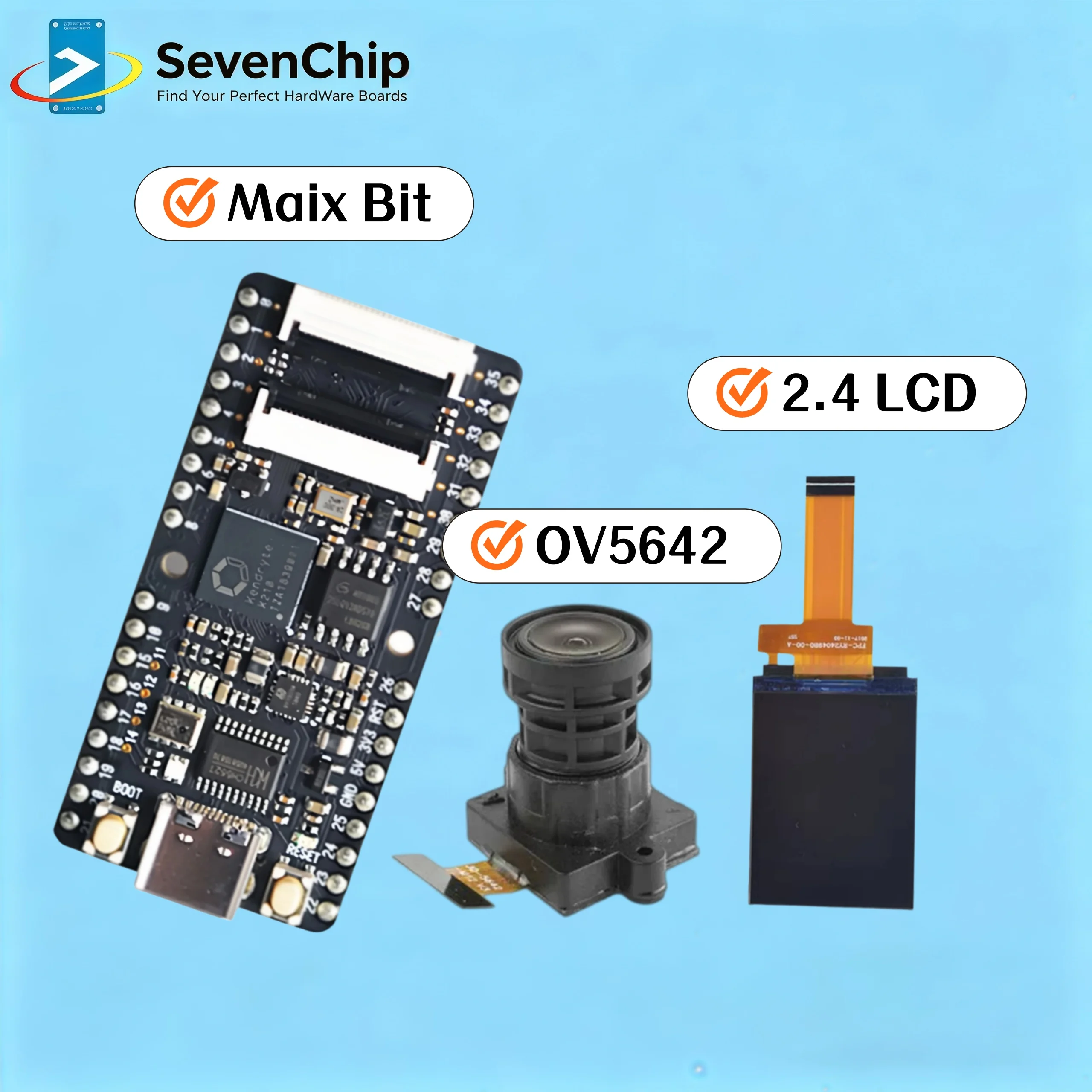 

Комплект Sipeed Maix Bit Kit RISC-V AI+ LoT с 2,4-дюймовым экраном и камерой OV5642