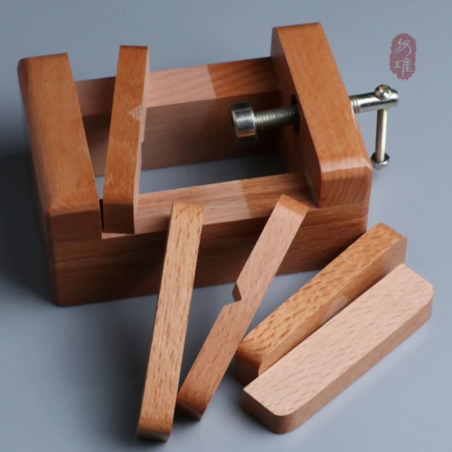 Solid Wood Seal Carving Press & Engraving Clamp – Complete Tool Kit for Stone Seal Fixing,Includes Engraving Knives Accessories