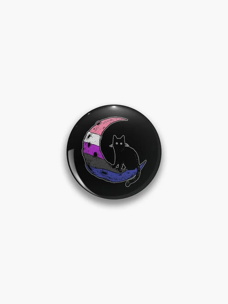 Genderfluid Cat Moon Pin Buttons Brooches Pin Jewelry Accessory Customize Brooch Fashion Lapel Badges