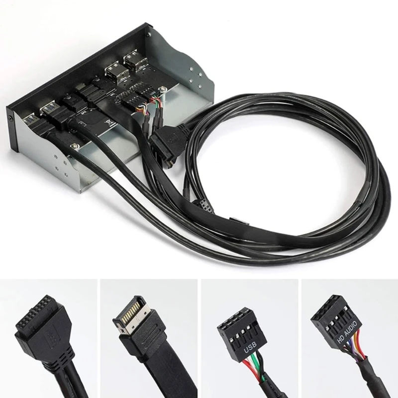 

5.25" USB3.0 Front Panel USB Hubs 2Ports USB3.0 + 2Ports USB2.0 + 1Port TypeC with 3.5mm Connectors for Desktop