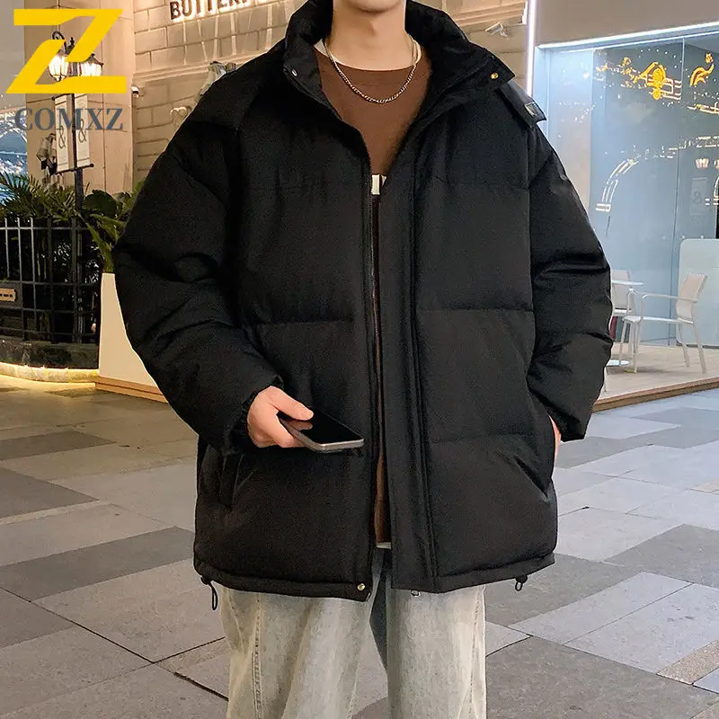 

Winter New Snow Parka Men's Fashion Casual Thickened Cold-proof Down Cotton Padded Jacket 2025 Men Streetwear Warm Padding Coat