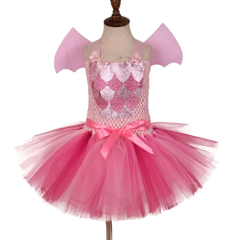 Costumi animali a tema giungla per ragazze vestito da dinosauro rosa con orecchio e coda Costume per bambini Halloween Birthday Party Fancy Dress