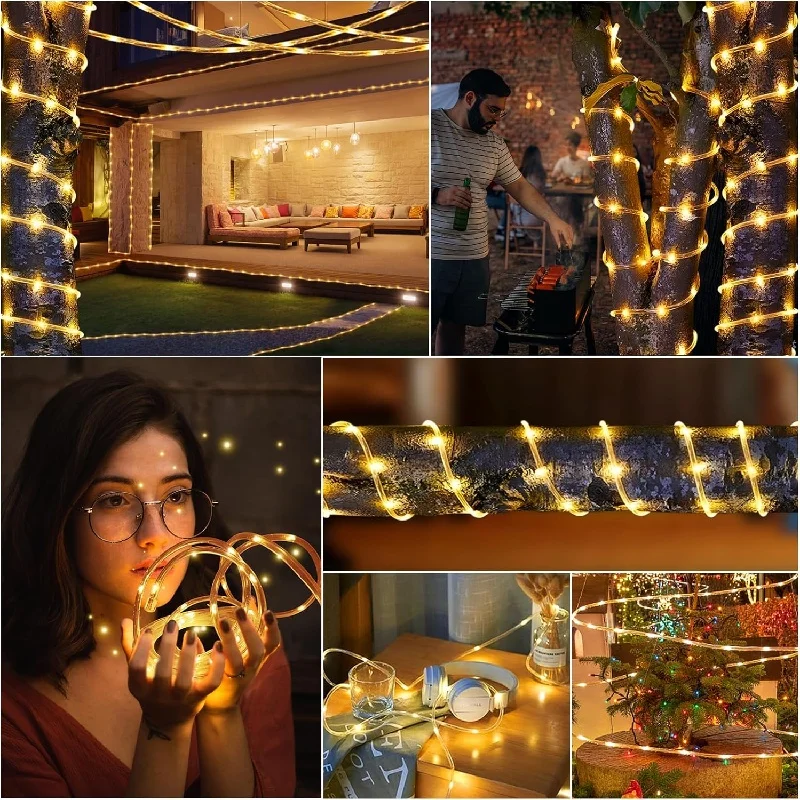 

Outdoor Solar Tube Rope Led Light Garden Christmas Decoration Fairy String Light Outdoor Wedding Party Led Lamp 32M/22M/12M/7M