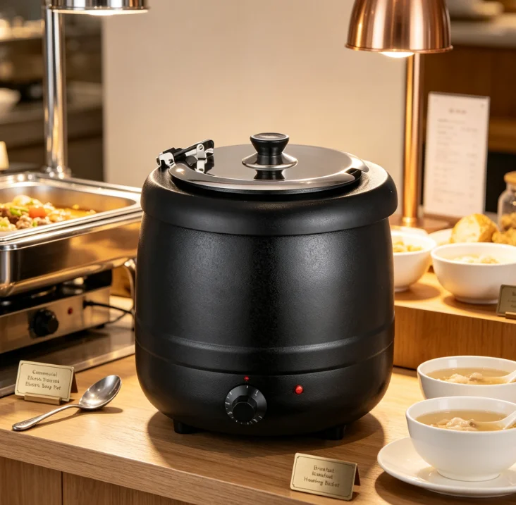 Commercial Steel Electric Soup Pot Hotel Buffet Thermal Insulation Breakfast Heating Bucket