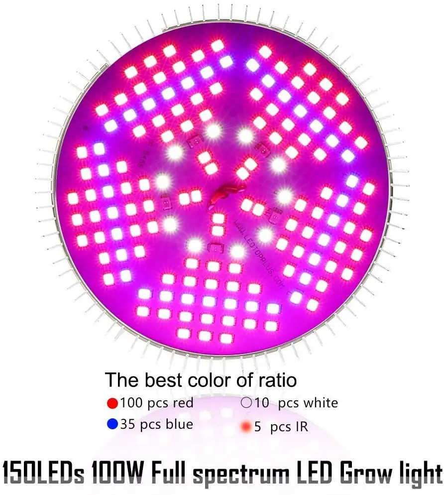 100W LED Grow Light Bulb E26/E27 150 LED Red Blue White Infrared Full Spectrum Plant Grow Light Auxiliary plant light