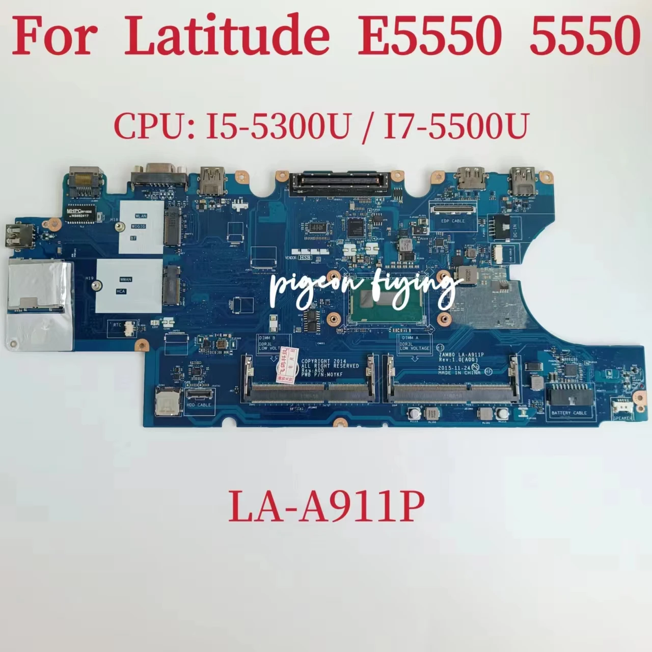 LA-A911P Mainboard For Dell Latitude E5550 5550 Laptop Motherboard CPU: I5-5300U I7-5500U DDR4  Test OK