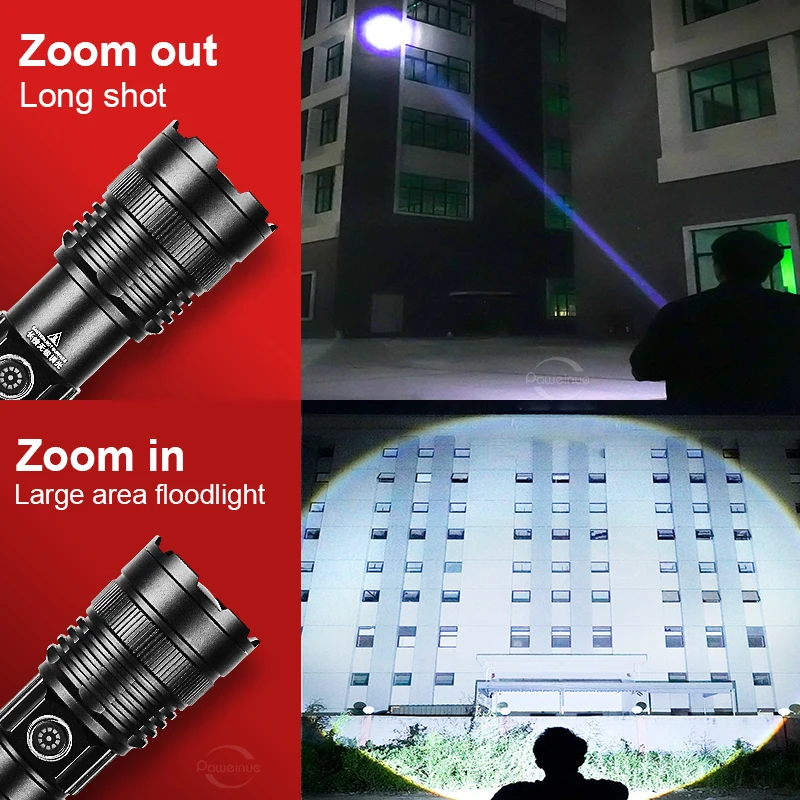 2000M Ultra Powerful Led Flashlight High Power White Laser Torch Built-in Battery Super Bright Flashlights Rechargeable Lantrens