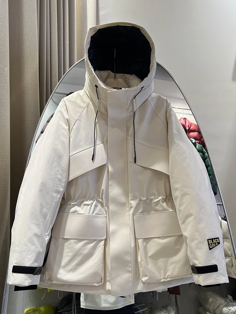Winter New Outdoor Mountaineering Stormtrooper Waist Cincined Windbreaker Jacket Women's Medium Long Style Down Jacket