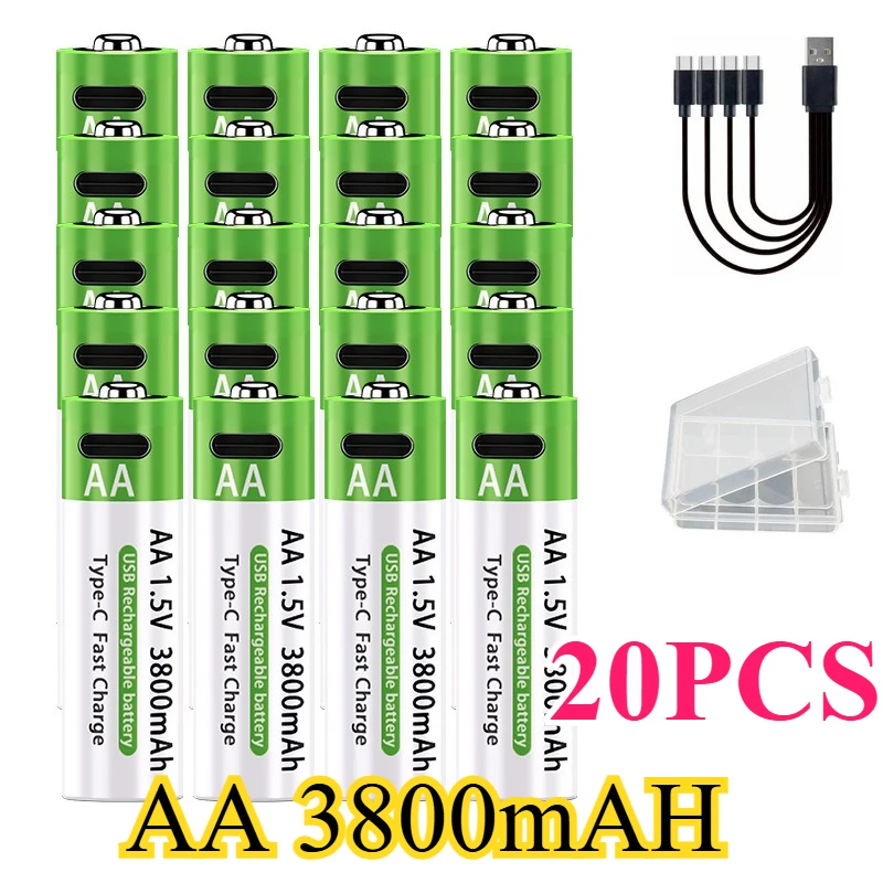 

ODEK PIANAN AA Rechargeable Lithium Battery1.5V TYpe-C Port AA3800mAh Electric Toy Remote Control with High Capacity and Fast
