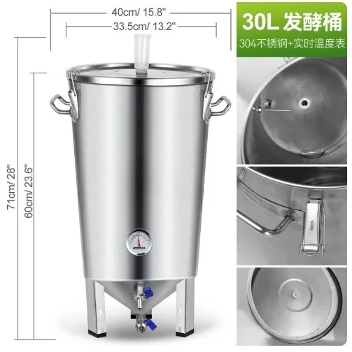 Home brewing Fermentation tank beer craft Brewery  stainless steel conical tank 30 liters