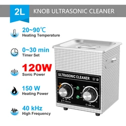 Ultrasonic Cleaner 120W 2L Household Knob Stainless Steel Basket 220V-240V Ultrasound Cleaning For Denture Watches Glasses