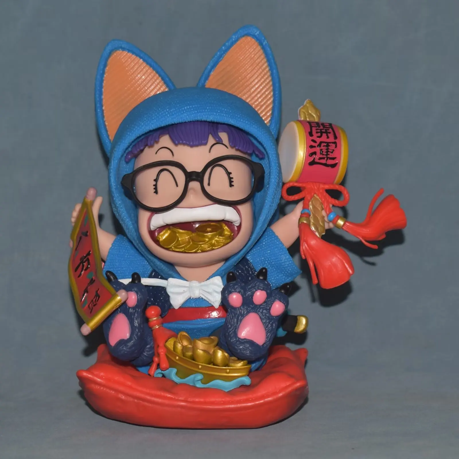 Dragon Ball Arale COS Yamcha Sidekick Puar Fortune Samurai GK Wealth-Bringing Tea Pet Figure with Replaceable Tongue