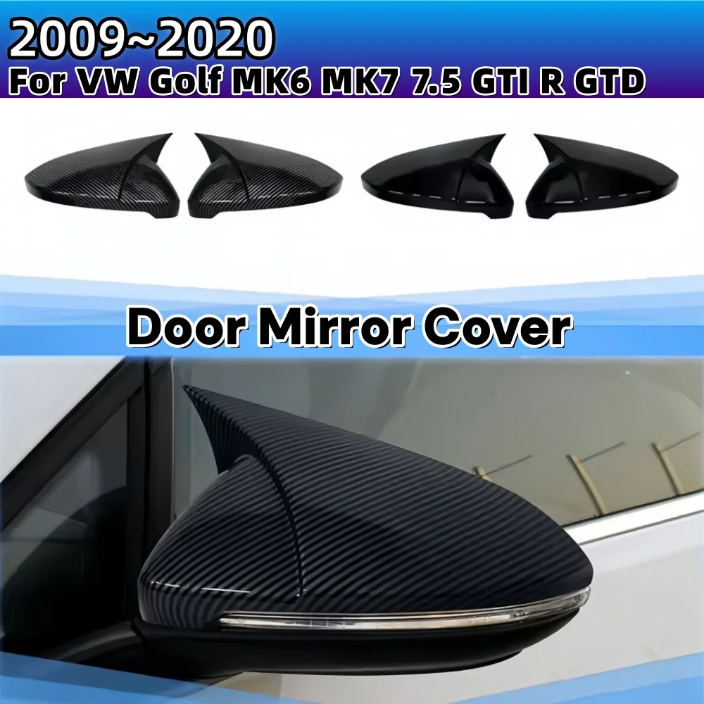 

2Pcs Door Mirror Cover For VW Golf MK6 MK7 7.5 GTI R GTD Base 2009-2020 Decoration Accessory Mirror Tools Case Tuning Upgrade