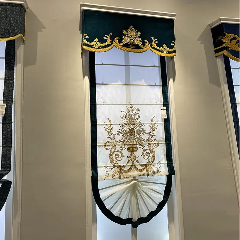 European Embroidered Roman Blinds Luxury French Sheer Curtains for Living Room Bedroom Dining Restaurant Small Windows Tulle