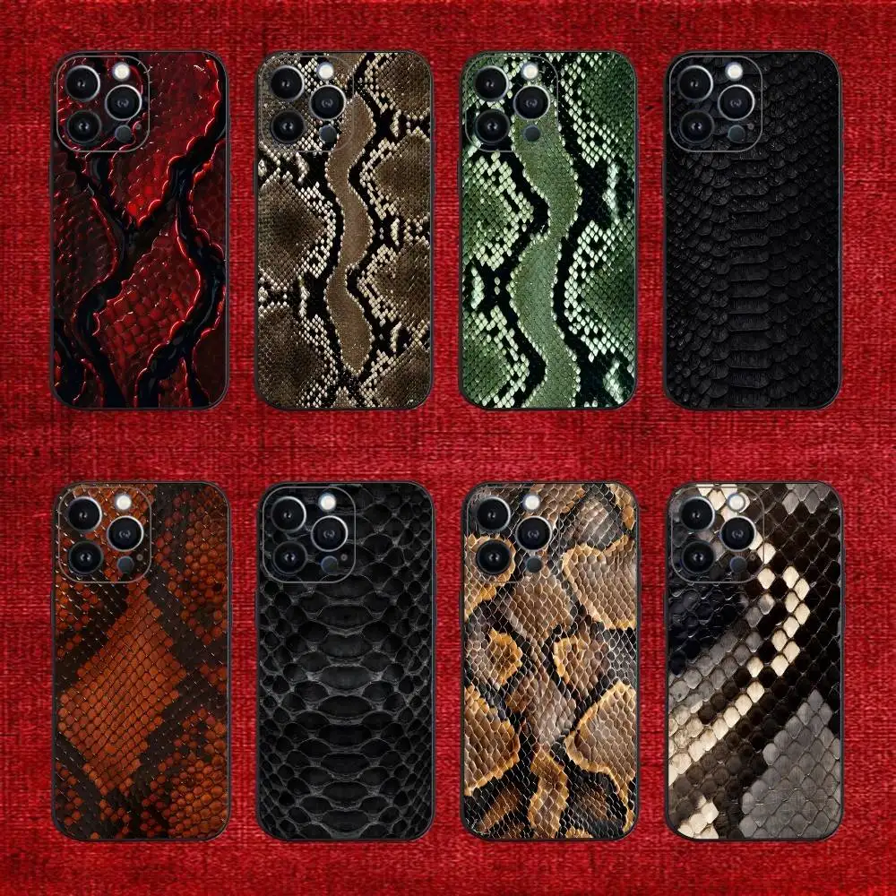 

Snakeskin pattern Art Phone Case For iPhone 17,16,15,14,13,12,11,Pro,Max,Plus,E,SE4,Air,Mini Black Cover