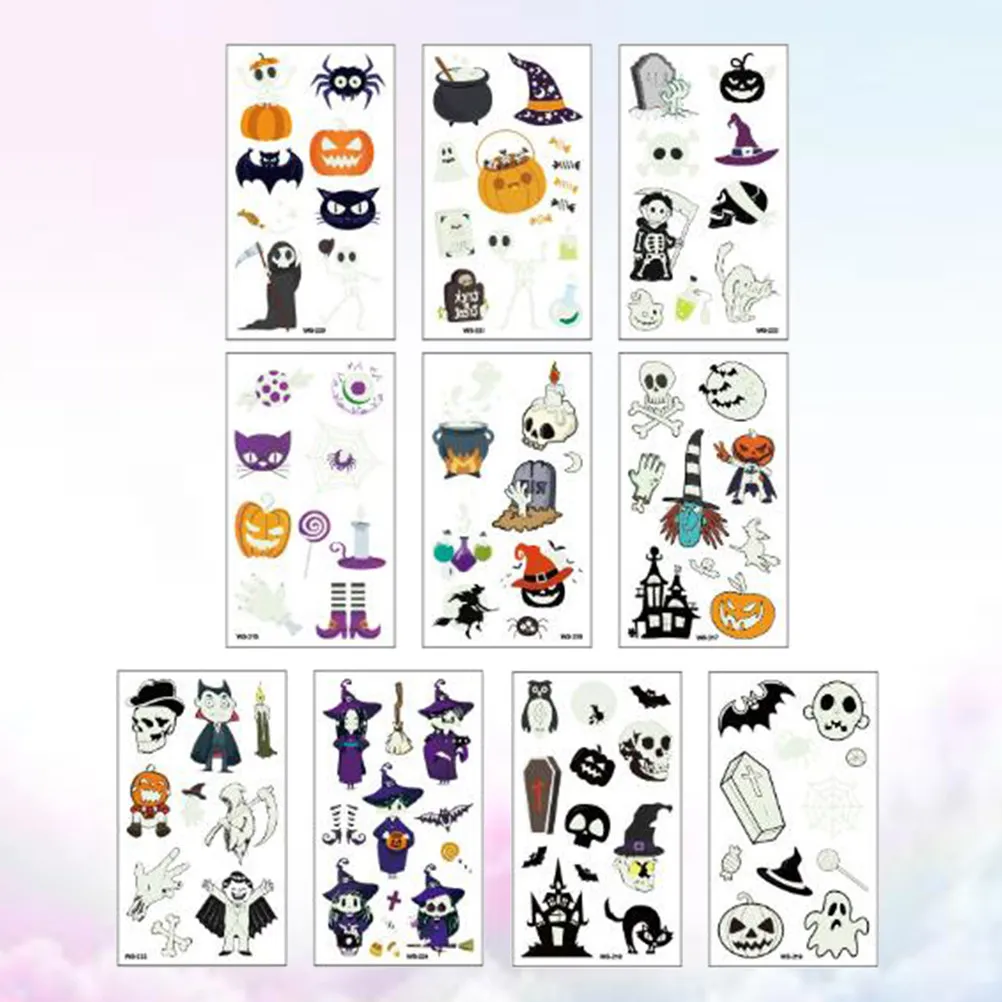 10-folhas-de-tatuagens-temporarias-luminosas-para-o-halloween-adesivos-corporais-de-desenhos-animados-seguros-para-criancas-para-uma-atmosfera-festiva-noturna