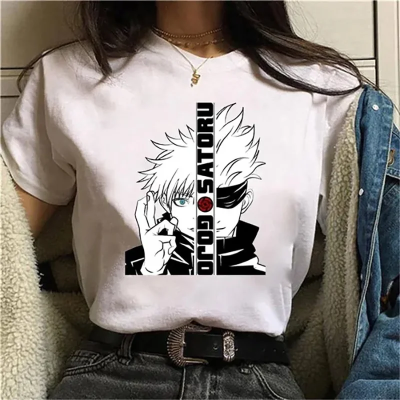 New Satoru Gojo Print T-Shirt Fashion Anime Harajuku Tees Summer Casual Round Neck Cotton Comfort T-Shirt